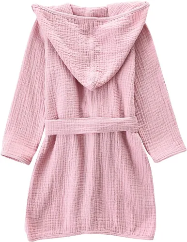 Vista 2 de Bata de baño de algodón orgánico, suave y transpirable, bata de bebé para niños, bata de muselina con capucha para niños y niñas