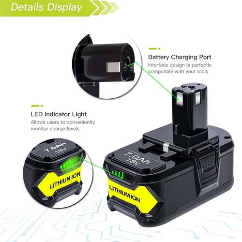 Vista 4 de DTK Batería de repuesto para Ryobi 18V Batería One Plus P102 P103 P104 P105 P107 P108 P109 P190 P122 18V litio ONE+ baterías de repuesto 7.0Ah 2