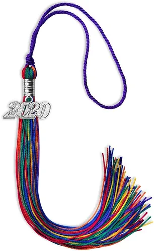 Vista 241 de Endea Graduation Borla de doble color con gota de fecha plateada (negro/oro antiguo, 2025)