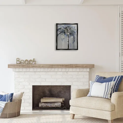 Vista 3 de Stupell Industries Nan - Lienzo flotante enmarcado con pintura de palmera gris Stupell Industries · By Nan · Ready to hang · Great for living room