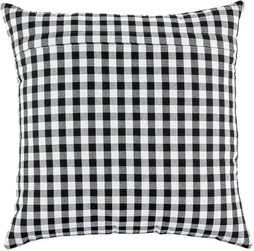 Vista 2 de DII Colección de fundas de almohada cuadradas decorativas de algodón, lavables a máquina, cremallera oculta, 18 x 18 pulgadas, surtido negro, 4