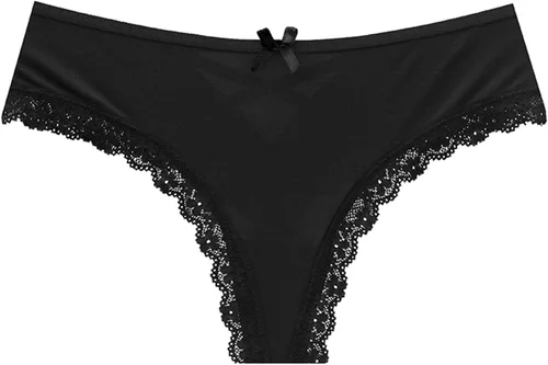 Vista 5 de Justgoo Tangas de encaje para mujer, ropa interior de tiro bajo con espalda en T