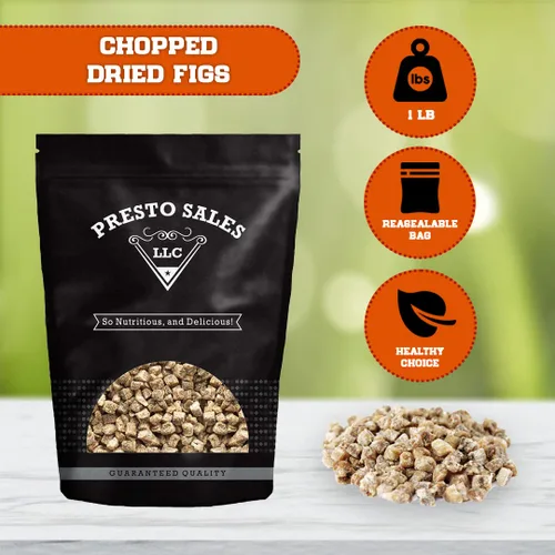 Vista 2 de Presto Sales LLC - Higos secos en cubitos/picados, aperitivo saludable, nutricional, 5 al día, dulce, fibra, lujoso, empaquetado en bolsa resellable