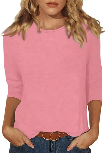 Vista 13 de Blouses for Women 2025 Three Quarter Sleeve Round Neck T Shirt Hawaiian Printing Trendy Fashion Beach Tops