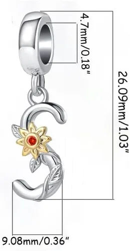 Vista 3 de MZC Jewelry Dijes de letras para pulseras, cuentas colgantes con inicial de girasol dorado del alfabeto de la A a la Z, nombre mayúscula para collar