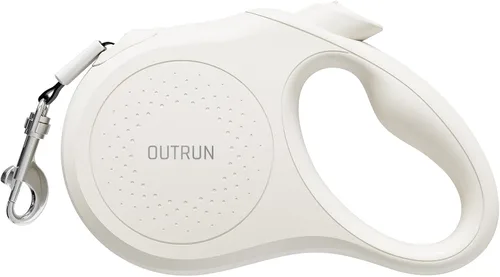 Vista 9 de OUTRUN Correa retráctil para perro de 16.5 pies para caminar hasta 55 libras, cinta de nailon fuerte sin enredos, bloqueo de freno resistente