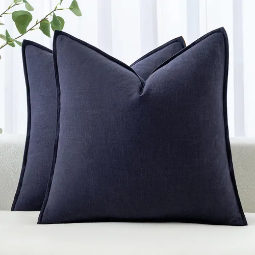 Vista 49 de MIULEE - Juego de 2 fundas de almohada decorativas de lino, estilo bohemio, rústico, neutral, para sofá, cama, 16 x 16 pulgadas, color marrón