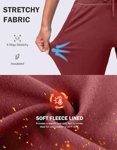 Vista 57 de G Gradual Pantalones deportivos con forro polar para mujer, de cintura alta, resistentes al agua, térmicos, para invierno, correr, senderismo