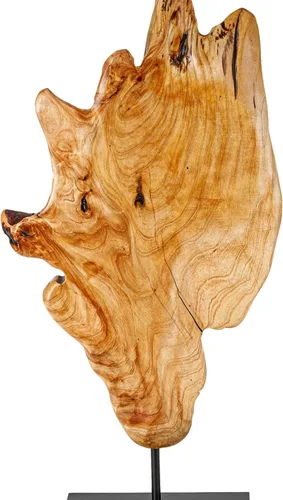Vista 3 de Escultura irregular de madera de raíz tallada a mano, escultura abstracta de pie para decoración del hogar, estatua de mesa con borde natural