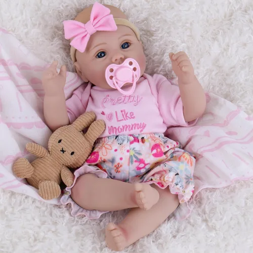 Vista 4 de Milidool Muñecas bebé realistas renacidas para niñas - Muñeca de recién nacida realista de 18 pulgadas, lindo regalo para niños de 3 años