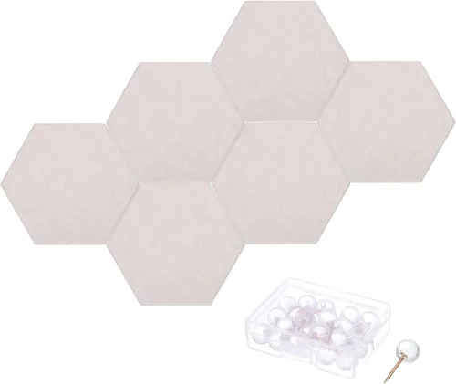 Vista 17 de PATIKIL Tablón de anuncios de fieltro, 12 x 10 pulgadas, paquete de 6 azulejos de fieltro hexagonales autoadhesivos para paneles de pared a prueba