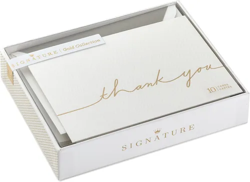 Vista 2 de Hallmark Signature - Tarjetas de agradecimiento doradas, escritura dorada (10 tarjetas con sobres)
