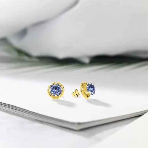 Vista 65 de Gem Stone King Aretes de plata de ley 925 de 0.236 in con piedra natal redonda para mujer