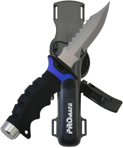 Vista 7 de Promate KF510-Negro, cuchillo de buceo de acero inoxidable con punta afilada