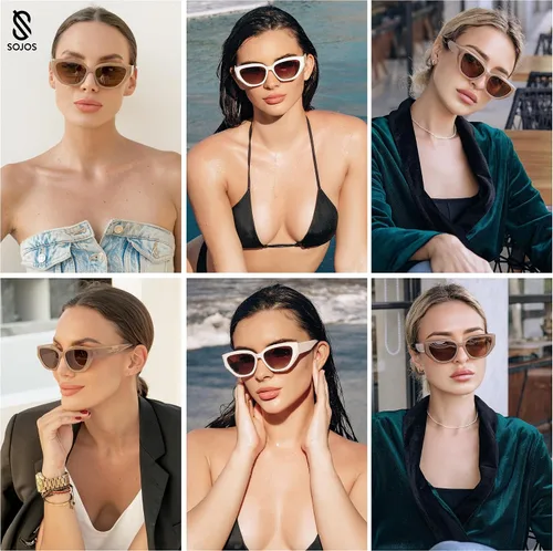 Vista 2 de SOJOS Gafas de sol polarizadas de ojo de gato lindo de moda para mujer Cateye SJ2237
