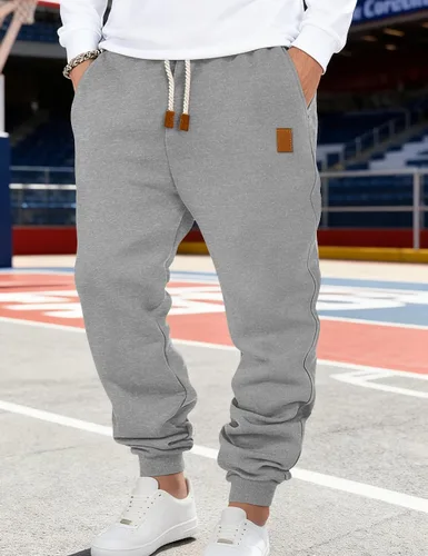 Vista 2 de Pantalones deportivos para hombre, pantalones deportivos elásticos casuales para hombre, pantalones deportivos con cordón y bolsillos