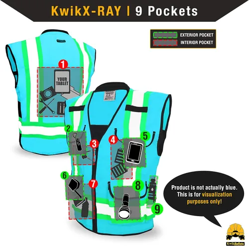 Vista 6 de KwikSafety Chaleco de seguridad GODFATHER Clase 2 y Clase 3 ANSI OSHA Hi Vis Chaleco