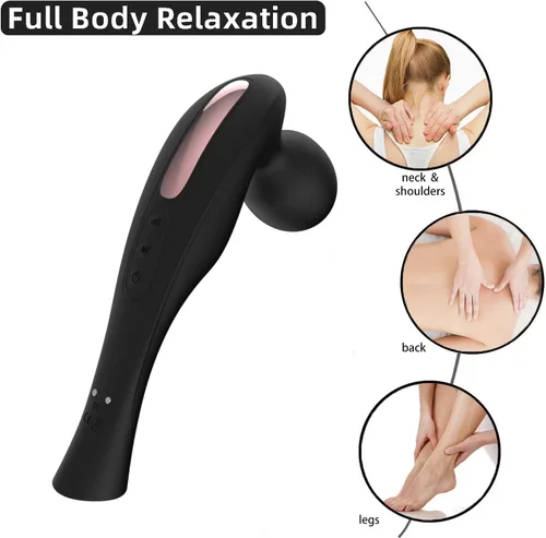 Vista 4 de Masajeador de espalda eléctrico inalámbrico, portátil, portátil, Fuigarry de cuerpo completo, para masaje de hombros, cuello y tejido profundo, Negro