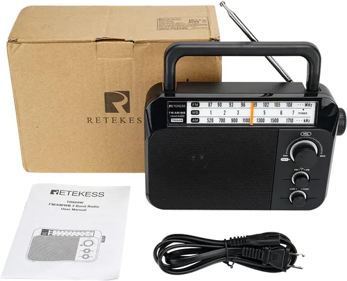 Vista 7 de Retekess TR604W AM FM NOAA Radio, Radios meteorológicas de emergencia portátiles con la mejor recepción, alimentadas por AC o batería D, con esfera
