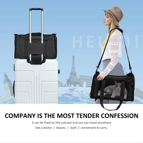 Vista 6 de Transportador Henkelion para Gatos y Perros Portador de Mascotas para Gatos / Perros Pequeños / Medianos Cachorros (Hasta 15lbs), Portador de Perros