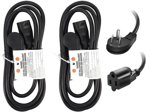 Vista 9 de EP Paquete de 3 cables de extensión de enchufe plano de 1 pie, cable de extensión de perfil bajo negro de 16 AWG de 3 clavijas para interiores