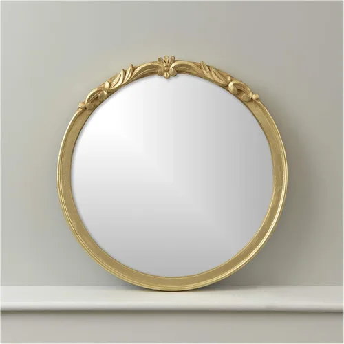 Vista 13 de Best Home Fashion Espejo de pared adornado con arco o corona, marco de madera con acabado dorado, forma rectangular, 40 pulgadas de largo x 24