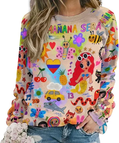 Vista 2 de PAPERBAGS Sweatshirt Womens Graphic Crewneck Long Sleeve Sweatshirts Casual Pullover Tops