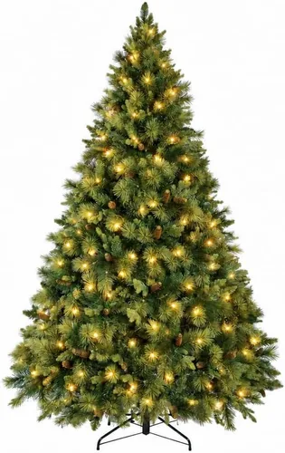 Vista 35 de Naomi Home - Árbol de Navidad realista preiluminado de 6.5 pies, 400 luces Con bisagras