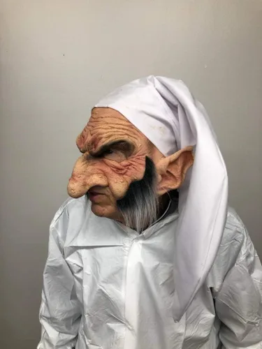 Vista 4 de Ebenezer Máscara de boca abierta, máscara Old Man Scrooge Beige
