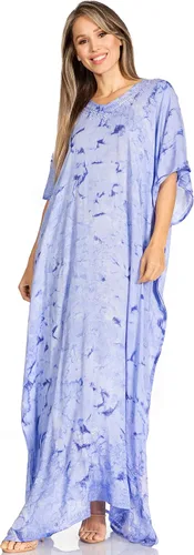 Vista 6 de Sakkas Pilar Petite - Vestido de caftán largo casual de manga corta para mujer, estilo caftán 12-grisblanco