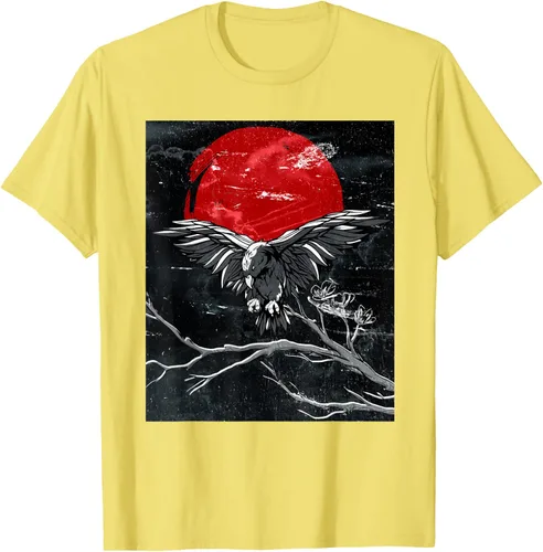 Vista 71 de Red Moon Raven - Camiseta japonesa de cuervo negro, Negro, S