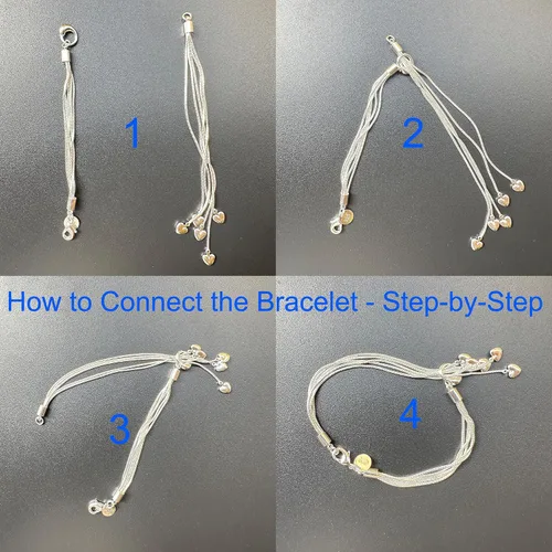 Vista 3 de Xfome Style cadena de cinco líneas de plata esterlina 925 con brazalete de pulsera de cinco corazones