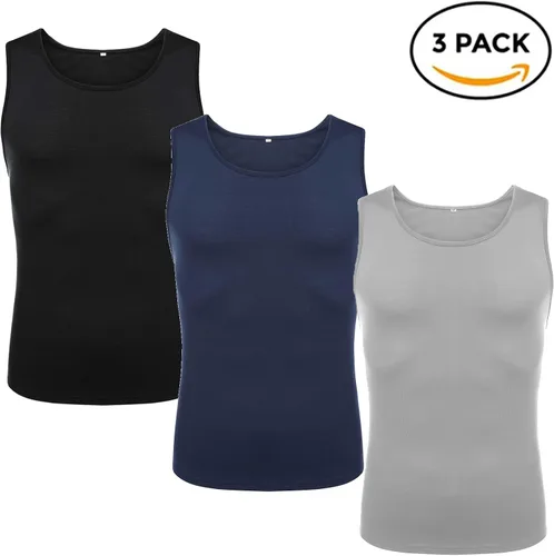 Vista 4 de Babioboa Paquete de 3 camisetas sin mangas de entrenamiento para hombre atléticas para gimnasio culturismo músculo