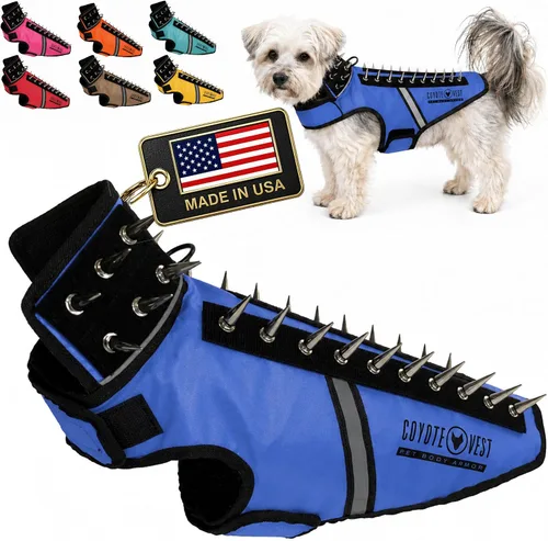 Vista 34 de CoyoteVest SpikeVest - Chaleco de arnés para perro, accesorios reflectantes para perros con picos para proteger a tu mascota de ataques de Raptor