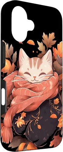 Vista 3 de Funda para iPhone 16 Cat Kitten Otoño Temporada Otoño Hojas Acción de Gracias