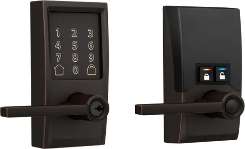 Vista 18 de Schlage Encode Smart WiFi Lock, manija de palanca, borde Camelot, bronce