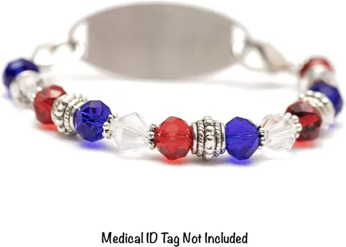 Vista 28 de Pulsera elástica de alerta médica, pulsera de identificación médica de repuesto intercambiable, etiqueta de identificación no incluida, cristales