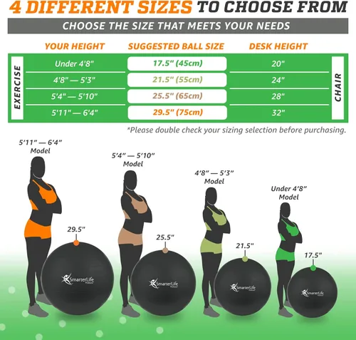 Vista 6 de SmarterLife - Pelota de yoga y ejercicio para fitness, equilibrio, estabilidad o embarazo, pelota para entrenamiento de tronco y terapia física