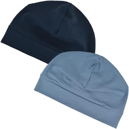 Vista 8 de Headshion Gorras de algodón con diseño de calavera para hombres y mujeres, paquete de 2 gorros ligeros para dormir, transpirables, forro para casco