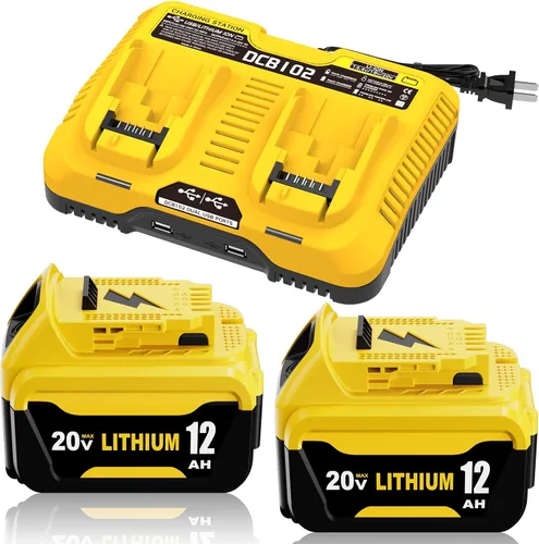 Vista 8 de 2Pack 12.0 Ah High Capacity DCB206 Replacement for Dewalt 20v Max Battery Lithium Compatible with Dewalt 20v Battery Compatible with Dewalt Battery