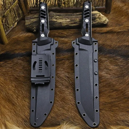 Vista 9 de BA-KOR Cuchillo de caza de espiga completa de 14.2 pulgadas (estilo japonés) - Cuchillo de supervivencia de acero DC53 de 0.315 in, mango y funda