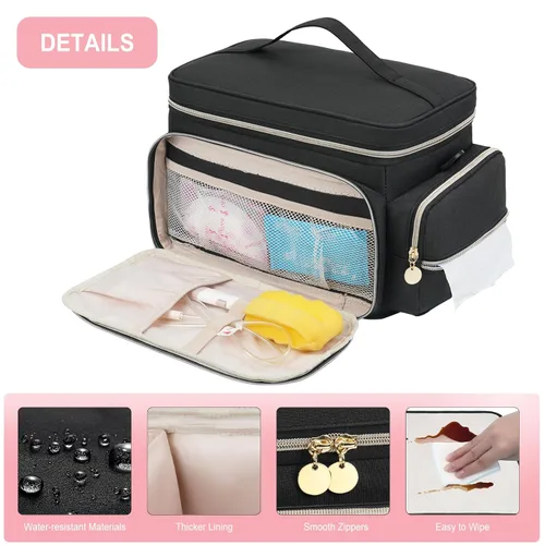 Vista 4 de Bolsa de extractor de leche apta para Spectra S1 y S2, bolsa de bombeo Estuche de transporte con alfombrilla impermeable para accesorios