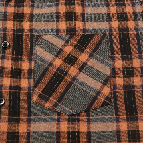 Vista 5 de Camisa sin mangas a cuadros para hombre, camisas vaqueras con botones