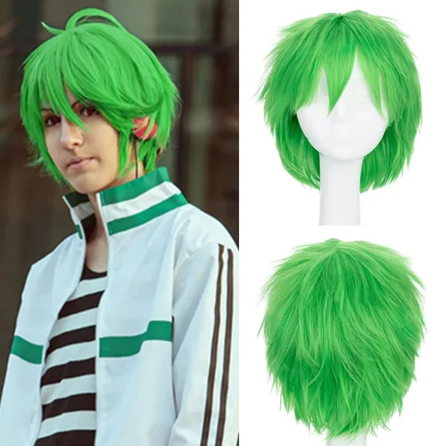 Vista 13 de S-noilite Unisex Short Cosplay Black Hair Wig Women Men Male Fluffy Straight Pixie Wigs for Cartoon Anime Comic-cons Party Halloween Costume Black