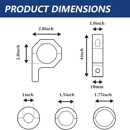 Vista 4 de 4WDKING - Kit de montaje de abrazadera de barra horizontal, 2 unidades, barra de luz LED de 1 pulgada, 1.5 pulgadas, 1.75 pulgadas, 2 pulgadas