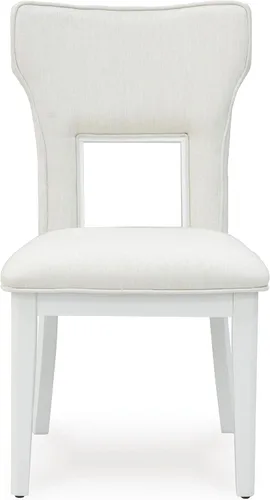 Vista 6 de Signature Design by Ashley Chalanna - Silla de comedor, juego de 2, respaldo moderno con corte glamuroso, marco de madera maciza con asiento Blanco