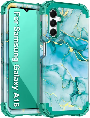 Vista 50 de Casetego Funda para Galaxy A16 5G, Tres Capas de Alta Resistencia Robusta a Prueba de Golpes, Protección Completa Rugosa de PC Duro + Parachoques