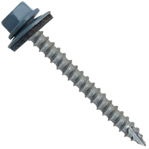 Vista 240 de TORNILLOS PARA TECHOS DE METAL #14: (250) Tornillos x 1" ABC GRIS Tornillo para techo de chapa metálica con cabeza hexagonal y arandela.