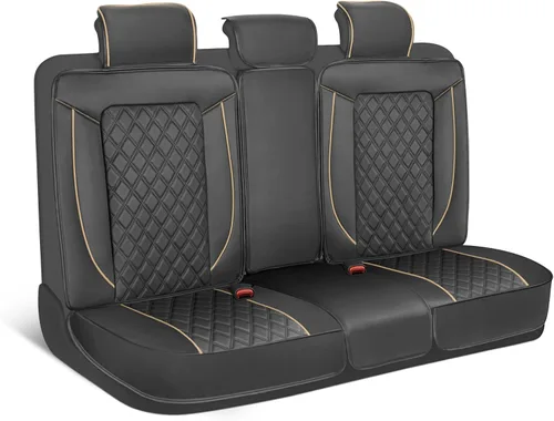 Vista 28 de MotorBox Meridian Series - Fundas de asiento de piel napa, fundas clásicas de asiento delantero, de piel sintética de alta calidad, color beige