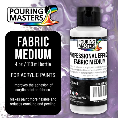 Vista 2 de Pouring Masters Professional Effects - Tela mediana de 4 onzas, extensor, mejora la adherencia de pintura a los textiles, medio de tela para pintura